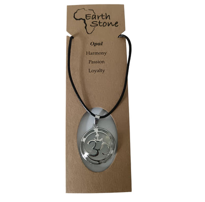 Earth Stone Collection - OM Symbol Crystal Stone Necklace (Opal)