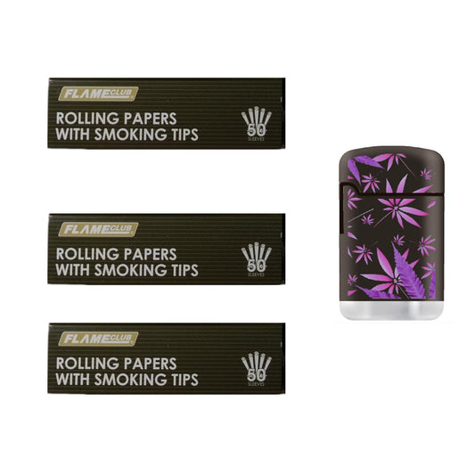 Value Pack 10 Queen Size Papers and Tips with Jet Flame Lighter