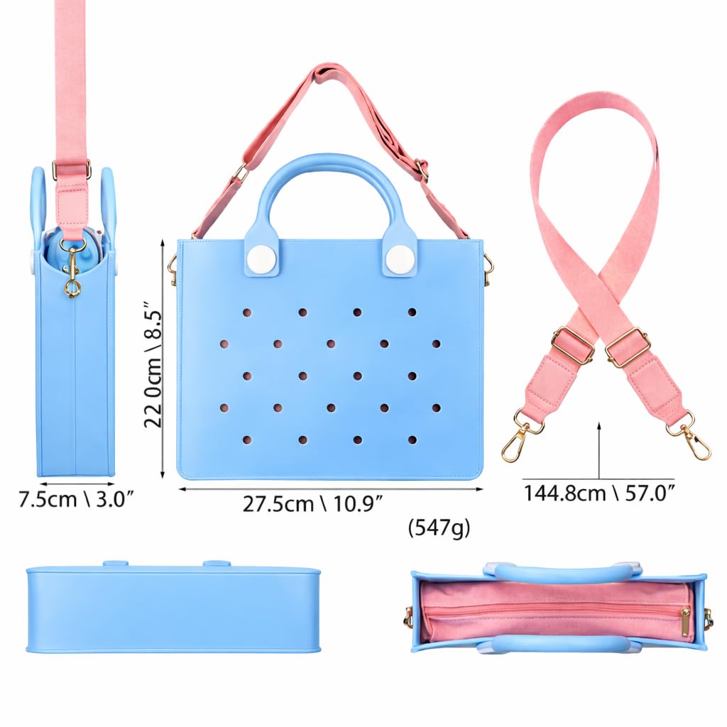 Nana EVA Croc Shoulder Bag & Coco EVA Croc Crossbody Bag Combo Set (Blue)