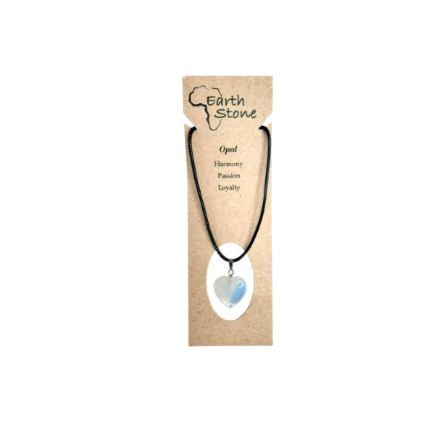 Earth Stone Collection - Heart Crystal Stone Necklace (Opal)