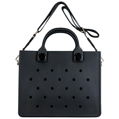 Nana EVA Croc Bag with Shoulder Strap – Lightweight Waterproof Tote Handbag (Black)