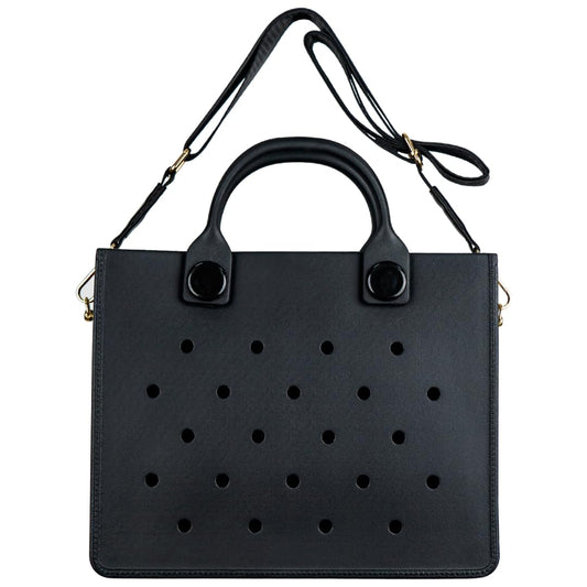 Nana EVA Croc Bag with Shoulder Strap – Lightweight Waterproof Tote Handbag (Black)