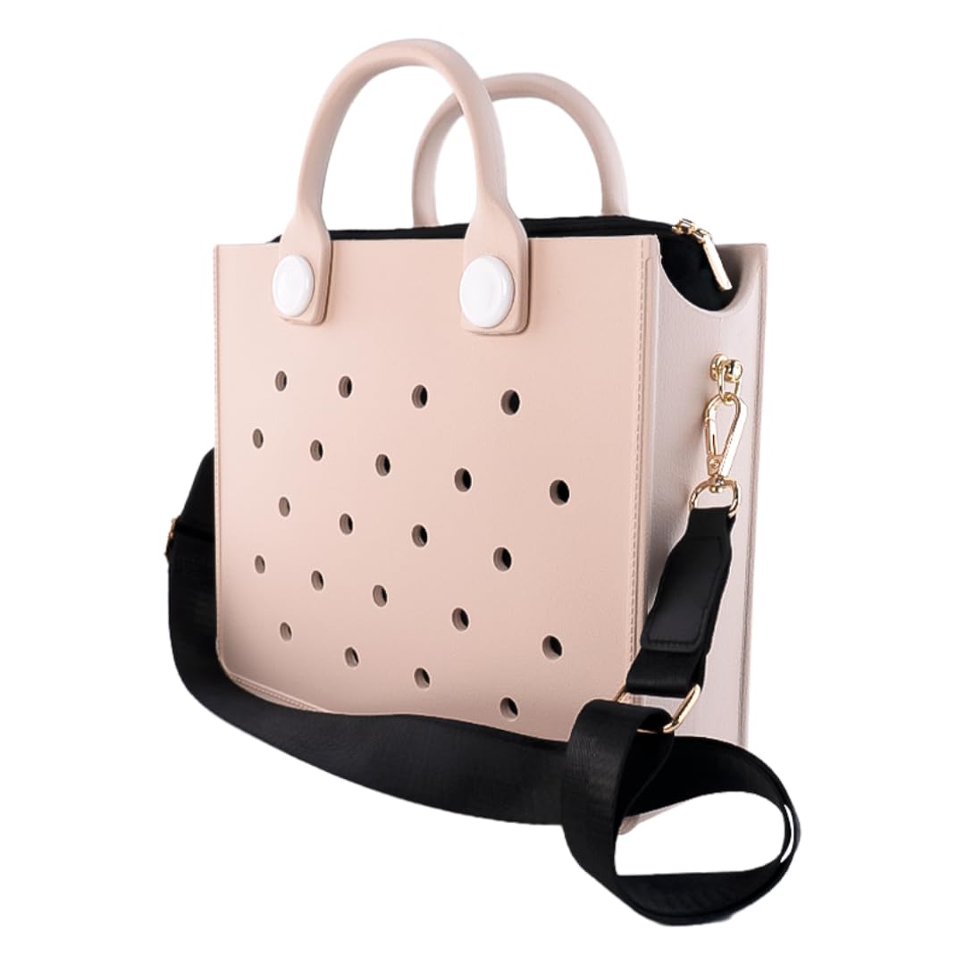Nana EVA Croc Bag with Shoulder Strap – Lightweight Waterproof Tote Handbag (Beige)