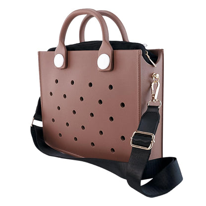 Nana EVA Croc Bag with Shoulder Strap – Lightweight Waterproof Tote Handbag (Brown)