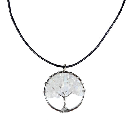 Earth Stone Collection - Round Tree Of Life Stone Necklace (Opal)