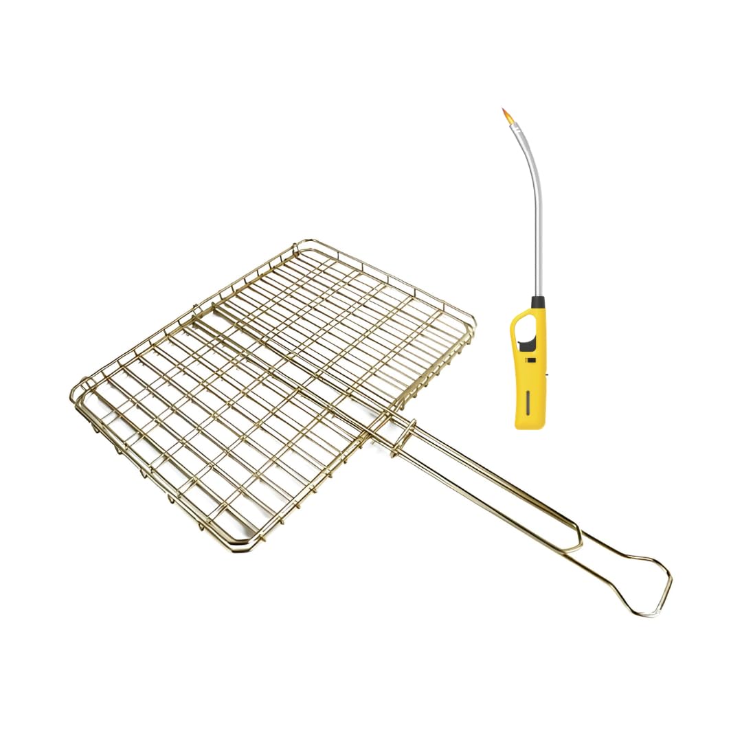 Big Box Braai Grid And Flexible Extra Length Braai Lighter (Yellow)