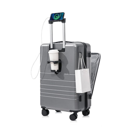 Multifunction Smart Carry-On Travel Suitcase - 20 Inch - Grey