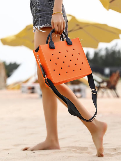 Nana EVA Croc Bag with Shoulder Strap – Lightweight Waterproof Tote Handbag (Orange)