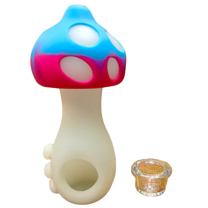 Silicone Rasta Pipe - Glow-In-The-Dark Mushroom (Pink)