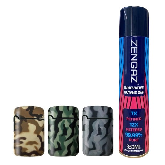 Zengaz ZL 3 Mega Jet Flame Lighter - Army 3Pack + 330ML Gas