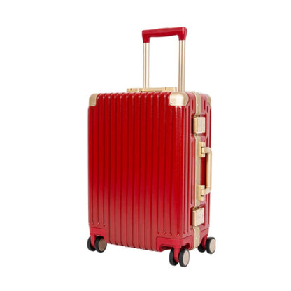 Classic Aluminum Frame Travel Suitcase - 22 inch - Wine Red