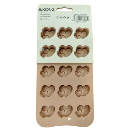 Silicone Chocolate Mold - Double Hearts - 19x10cm (Pink)
