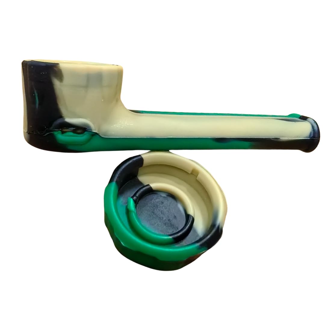Mini Silicone Pipe With Lid - 2 Pack - Green