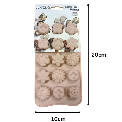 Silicone Chocolate Mold - Assorted Flowers - 20x10cm (Pink)
