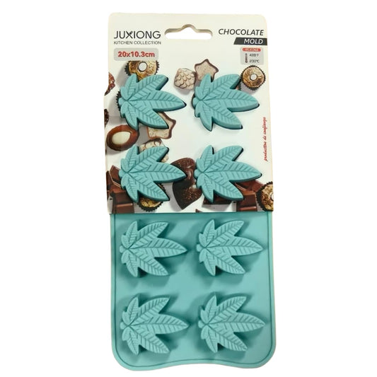 Silicone Chocolate Mold - Cannabis Leaf - 20x10cm (Blue)