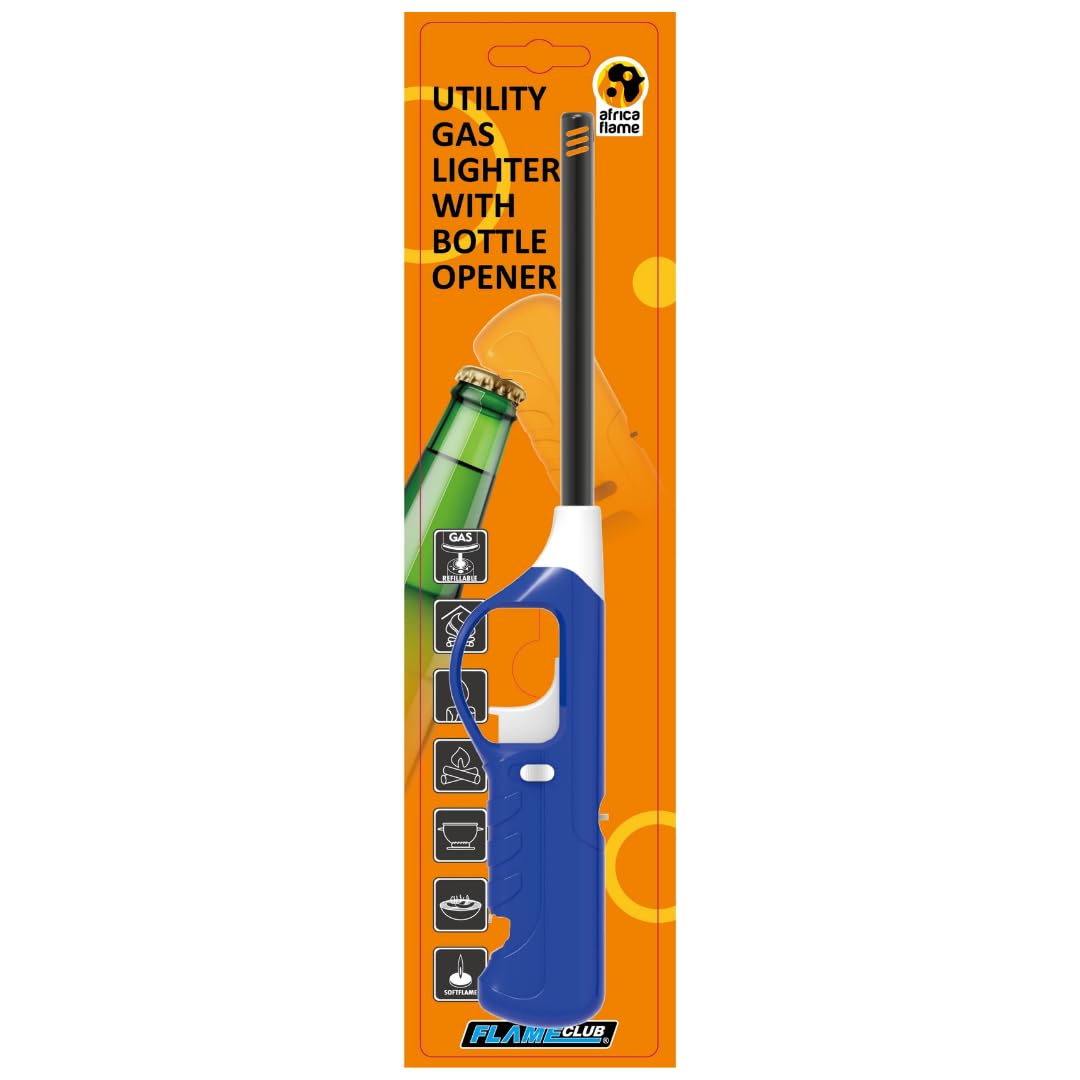 Africa Flame Medium Utility Braai Lighter with Built-in Bottle Opener (Blue)