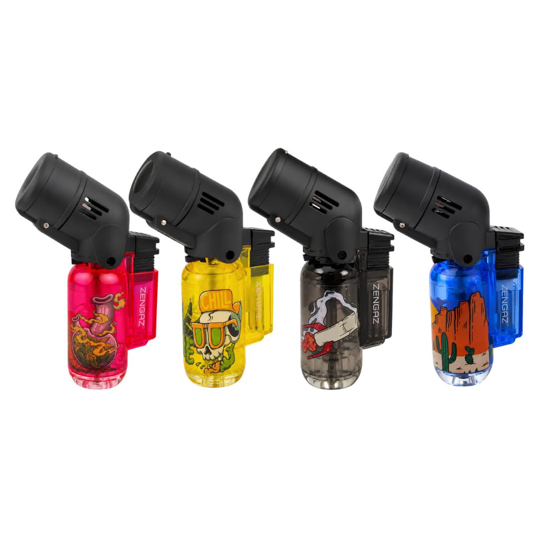 ZL-17 Angle Double Jet Torch Lighter – 4 Pack (Design B)