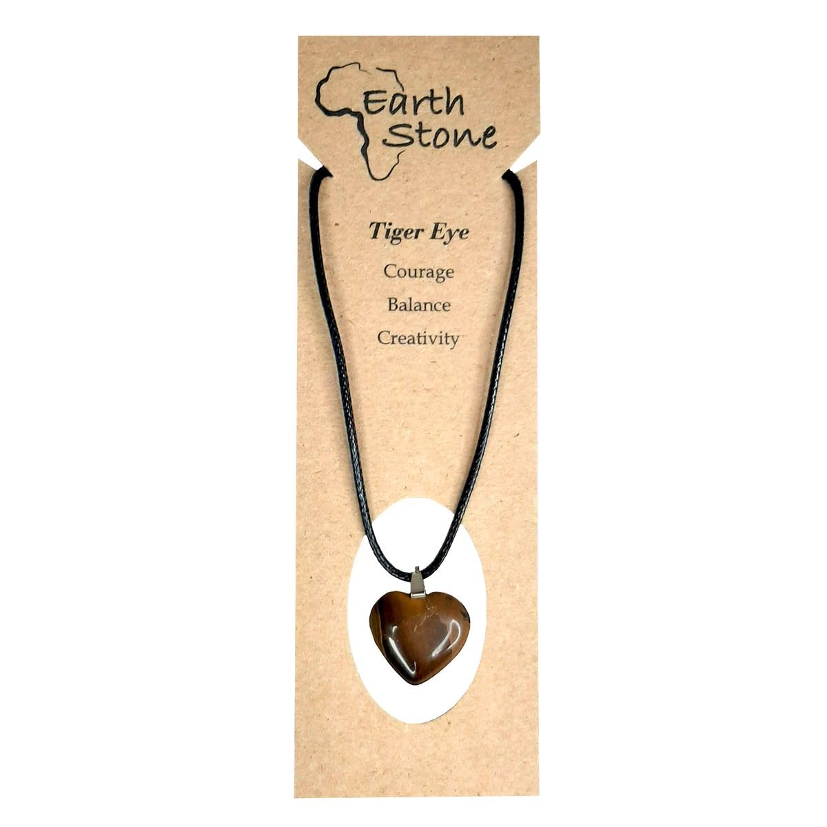 Earth Stone Collection - Heart Crystal Stone Necklace (Tigers Eye)
