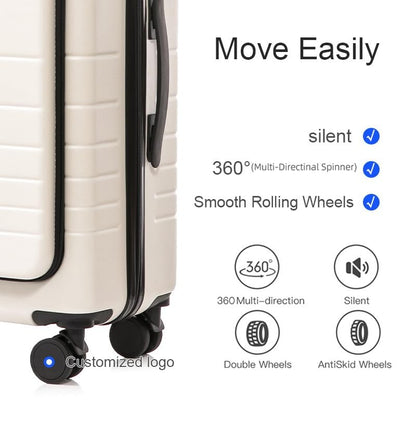 Multifunction Smart Carry-On Travel Suitcase - 20 Inch - White