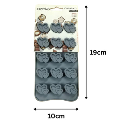 Silicone Chocolate Mold - Double Hearts - 19x10cm (Grey)