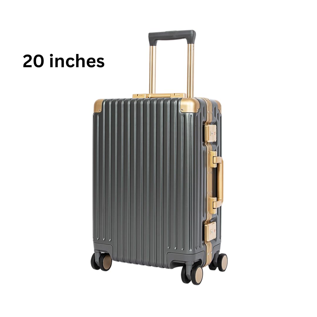 Classic Aluminum Frame Travel Suitcase - 20" + 26" - Grey