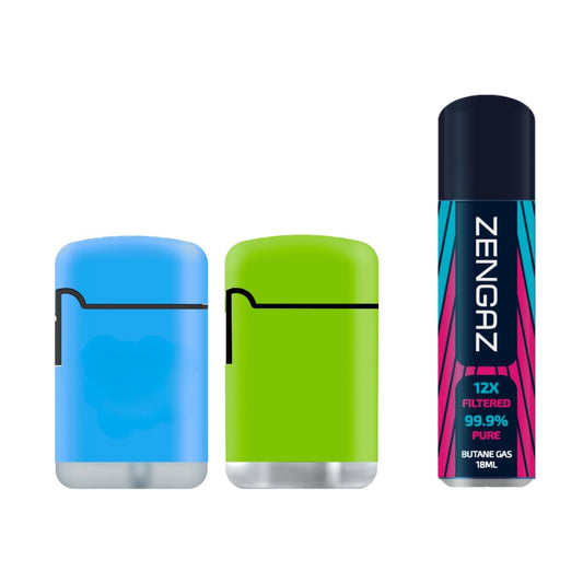 Zengaz ZL 3 Mega Jet Flame Lighter Green & Blue - 2Pack + 1 x 18ml Gas