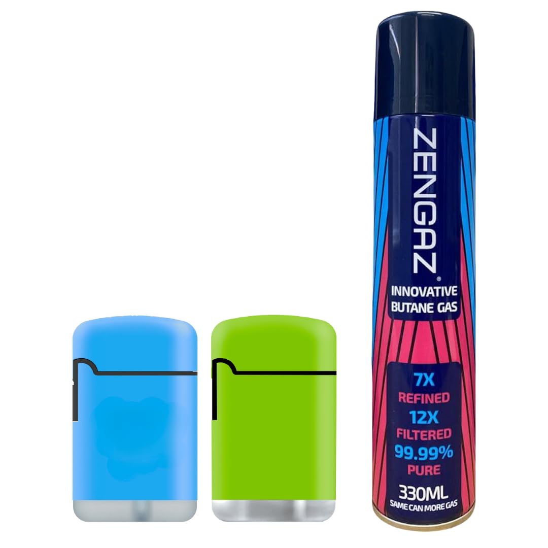 Zengaz ZL 3 Mega Jet Flame Lighter Green & Blue + Gas 330ml