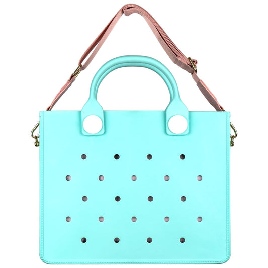 Nana EVA Croc Bag with Shoulder Strap – Lightweight Waterproof Tote Handbag (Pastel Blue)