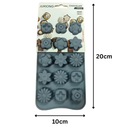 Silicone Chocolate Mold - Assorted Flowers - 20x10cm (Grey)