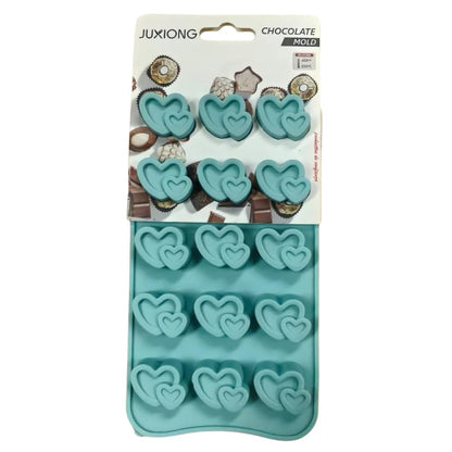 Silicone Chocolate Mold - Double Hearts - 19x10cm (Blue)