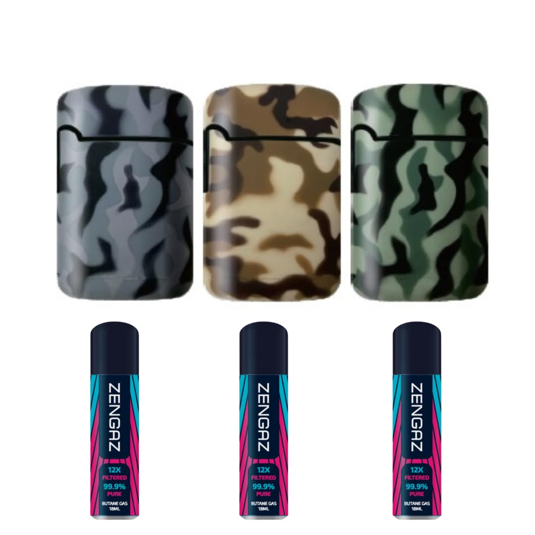3 - ZL 3 Mega Jet Flame Lighter ARMY & 3 Zengaz Gas 18ml Combo