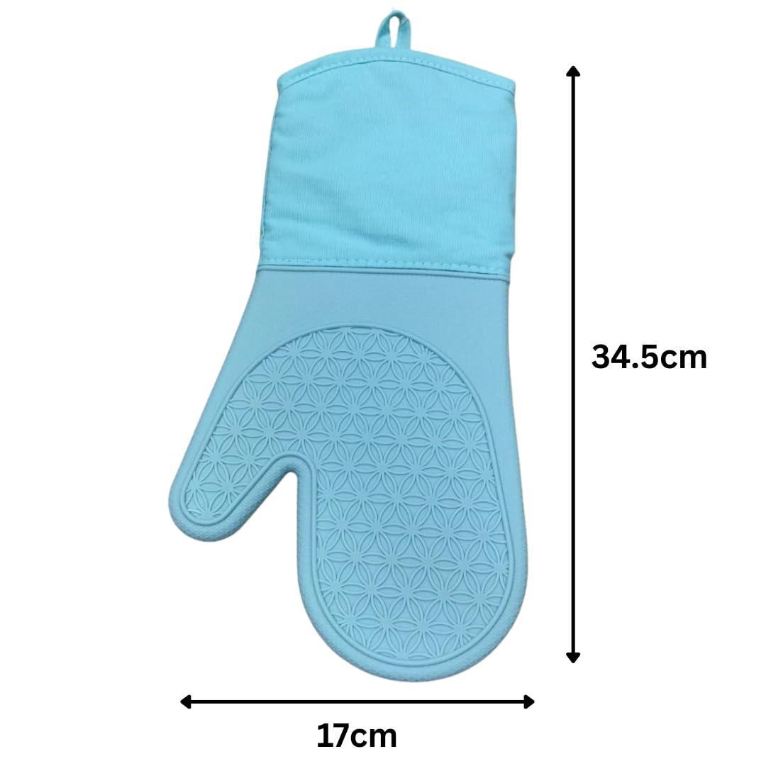 Silicone Oven Glove - Long - 34.5x17cm (Blue)