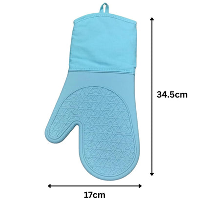 Silicone Oven Glove - Long - 34.5x17cm (Blue)