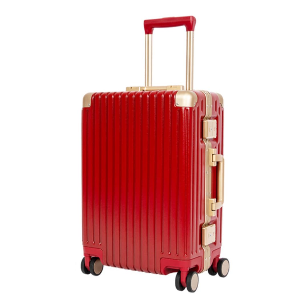 Classic Aluminum Frame Travel Suitcase - 26 inch - Wine Red