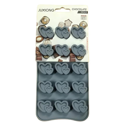 Silicone Chocolate Mold - Double Hearts - 19x10cm (Grey)