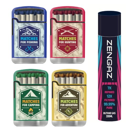ZL 3 Mega Jet Flame Lighter MATCH 4 Pack & 330 ML Gas