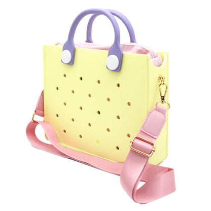 Nana EVA Croc Bag with Shoulder Strap – Lightweight Waterproof Tote Handbag (Pastel Yellow)