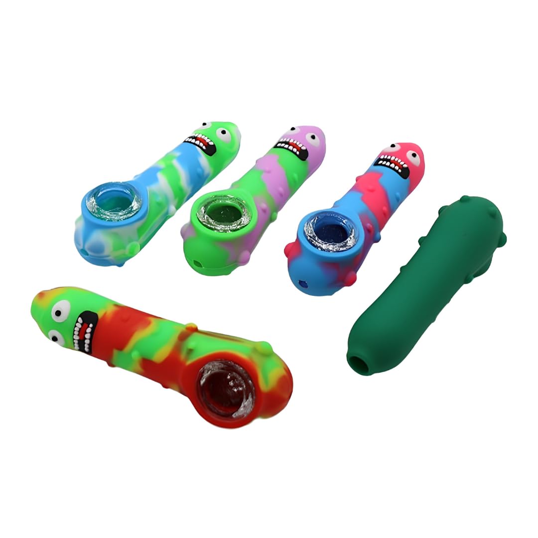 Silicone Rasta Pipe - Multicolor - 15 Pack