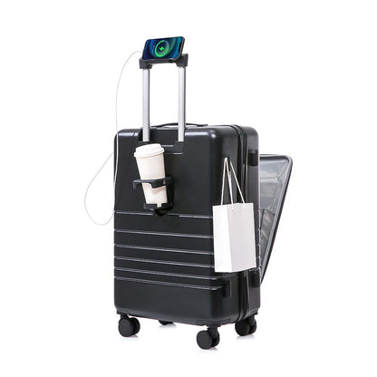 Multifunction Smart Carry-On Travel Suitcase - 20 Inch - Black