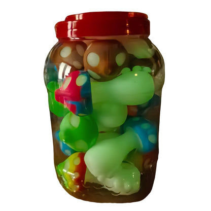 Silicone Rasta Pipe - Glow In The Dark Mushroom - 15 Pack