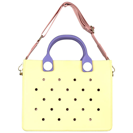 Nana EVA Croc Bag with Shoulder Strap – Lightweight Waterproof Tote Handbag (Pastel Yellow)