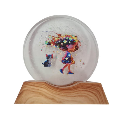 3D Creative Lamp – Girl with a Cat Illuminated Art Light