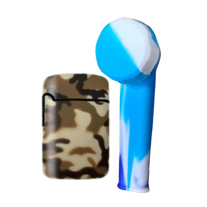 Brown Army ZL-3 Torch Jet Lighter And Glacier Mini Silicone Rasta Pipe
