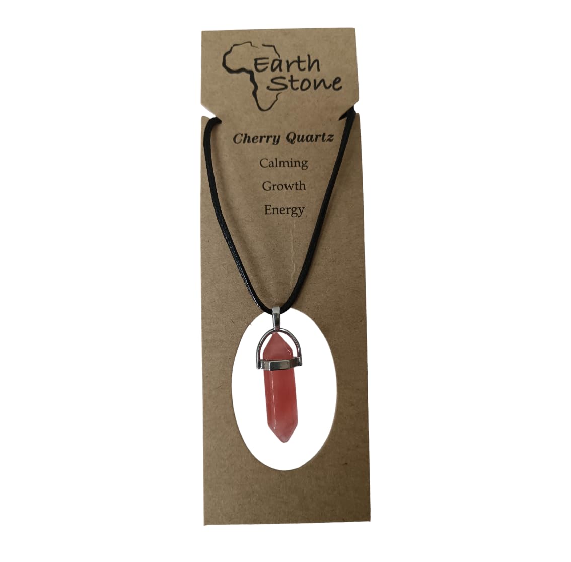 Earth Stone Collection - Bullet Crystal Stone Necklace (Cherry Quartz)