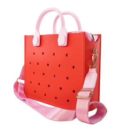 Nana EVA Croc Bag with Shoulder Strap – Lightweight Waterproof Tote Handbag (Red)