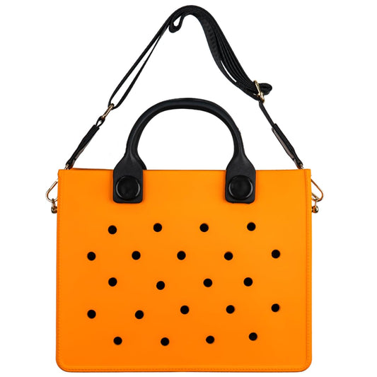 Nana EVA Croc Bag with Shoulder Strap – Lightweight Waterproof Tote Handbag (Orange)