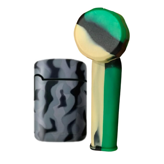 Grey Army ZL-3 Torch Jet Lighter And Green Mini Silicone Rasta Pipe