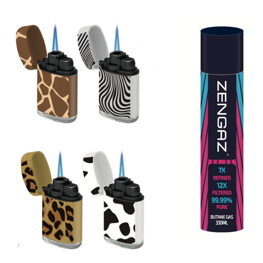 ZL 3 Mega Jet Flame Lighter SKIN 4 Pack & 330 ML Gas