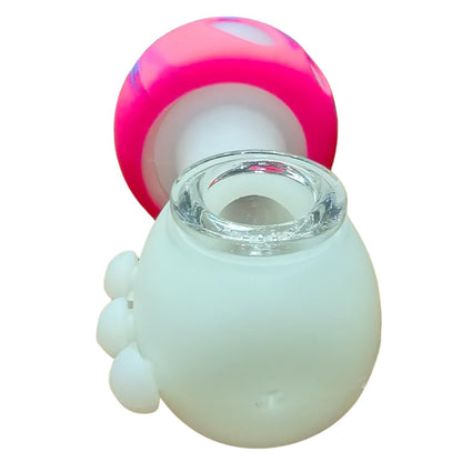 Silicone Rasta Pipe - Glow-In-The-Dark Mushroom (Pink)