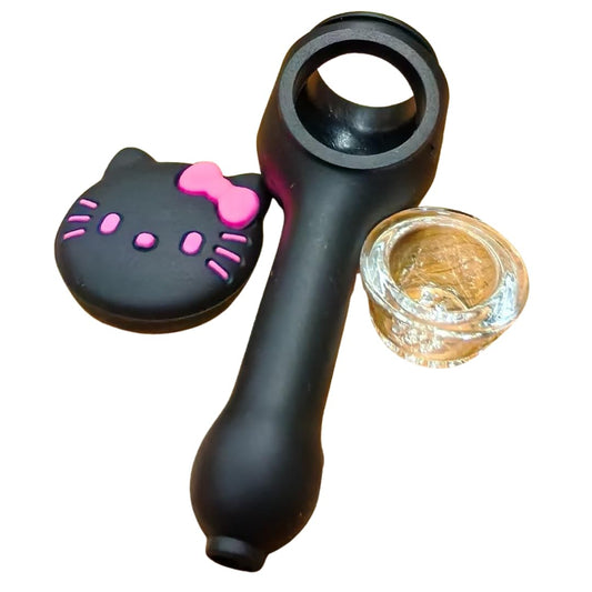 Silicone Rasta Spoon Pipe - Cartoon Faces (Black)